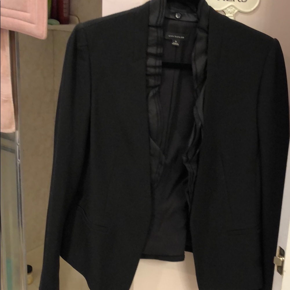 Ann Taylor black jacket w/detachable trim